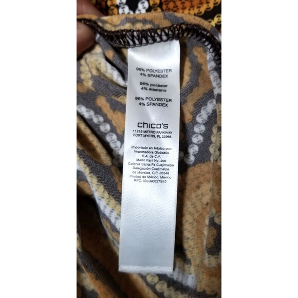 CHICO'S Sunflower Medallion Flare Sleeve Top Chicos 0 Small 4 Brown Black Gold - Picture 8 of 10